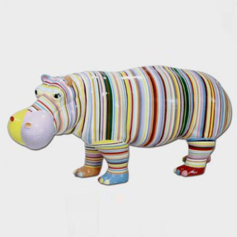 Hippopotame-multi-couleurs-rayures nlcdeco.fr