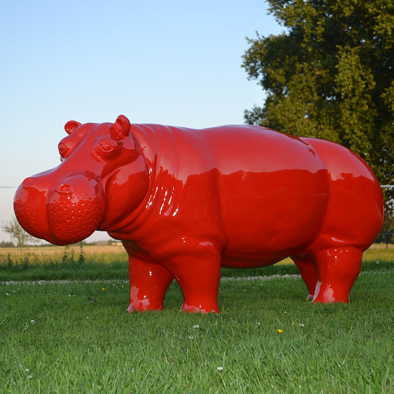 Hippopotame-rouge nlcdeco animaux en résine décoration