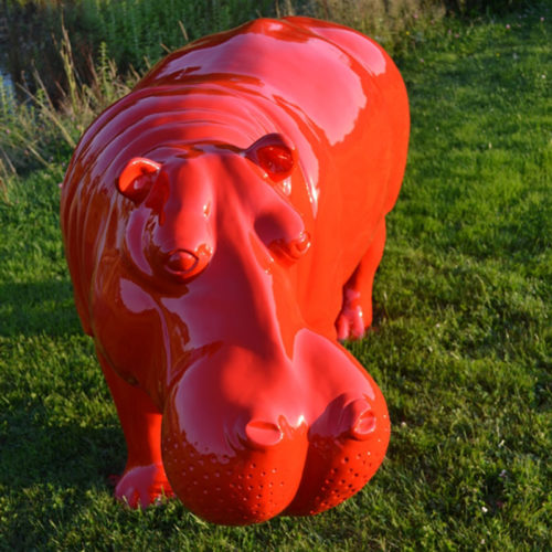 Hippopotame-rouge nlcdeco animaux en résine décoration