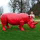 Rhinocéros-rouge animaux en résine nlcdeco