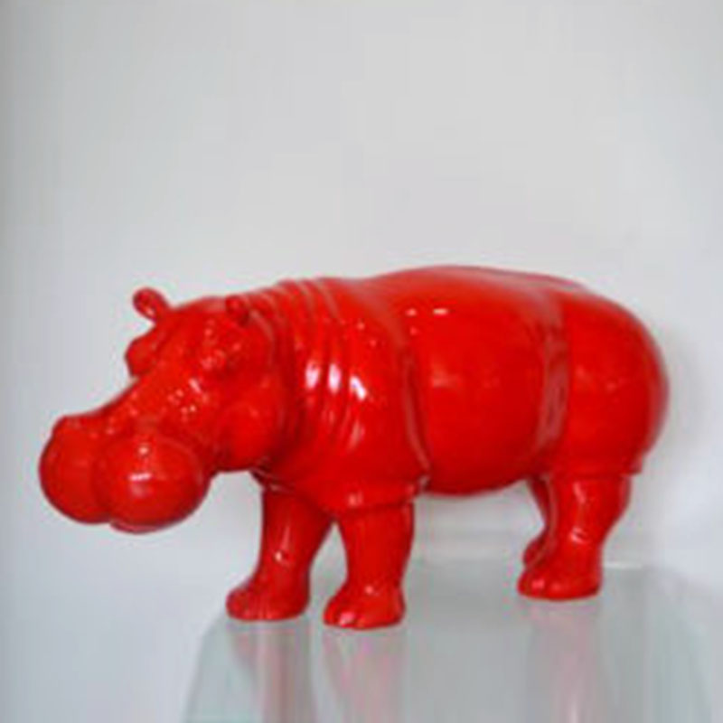 Hippopotame-rouge-en-résine-nlcdeco