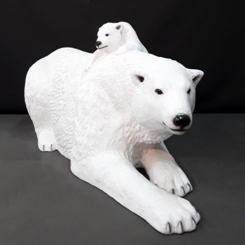 Ours polaire et son petit en résine nlcdeco
