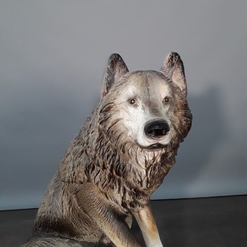Statuette loup assis nlcdeco
