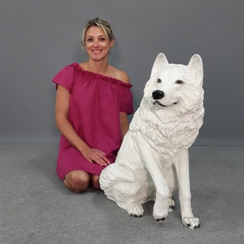 statuette décorative loup blanc nlcdeco