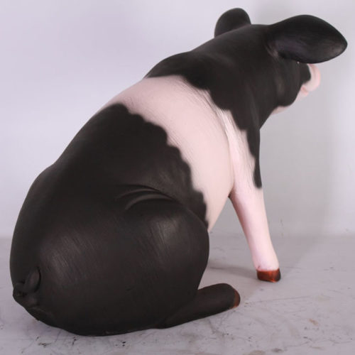 Cochon assis PM noir et rose NLC DECO