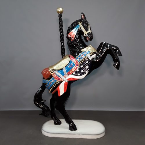Petit cheval cabré noir décoration Américaine nlcdeco