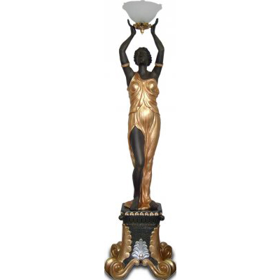 Statue femme lampe sur socle