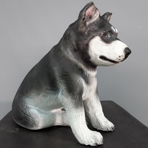 statuette chiot husky assis