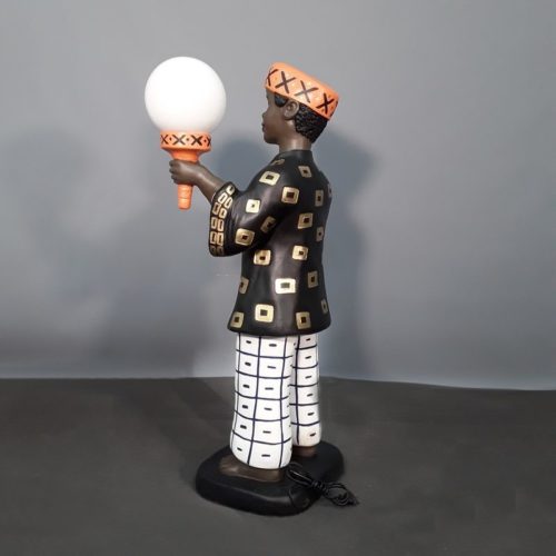 Figurine résine Garçon africain luminaire nlcdeco