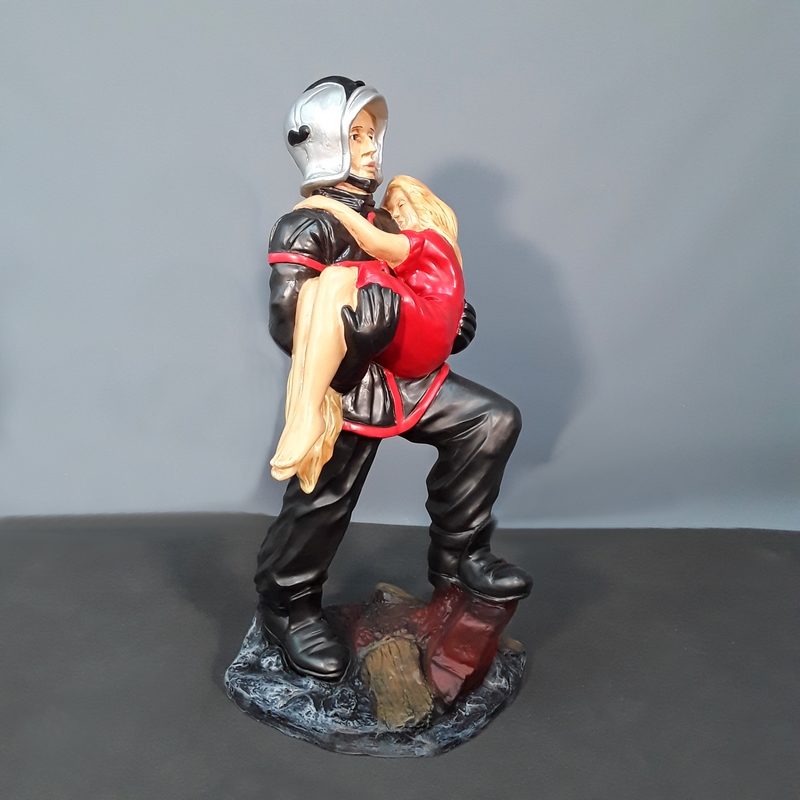 resin statue of a fireman nlcdeco
