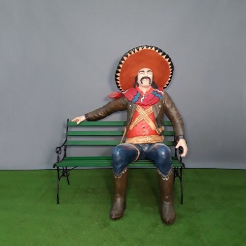 statue taille réelle Mexicain assis sur un banc nlcdeco