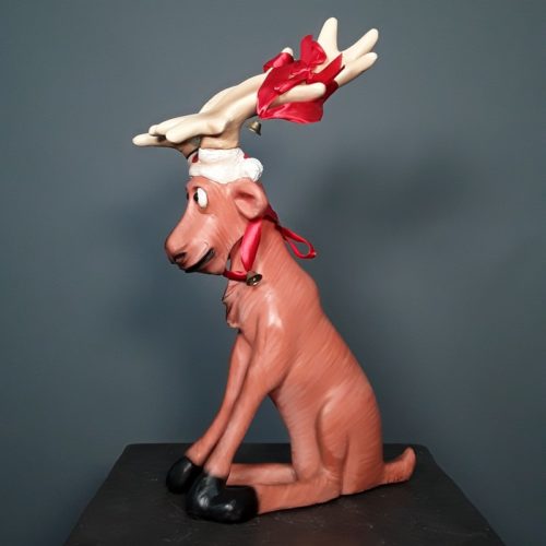 statuette décorative renne de noël assis nlcdeco