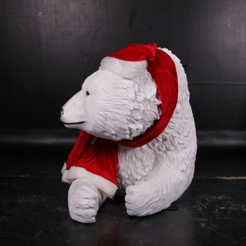 statue ours polaire avec bonnet de noël nlcdeco