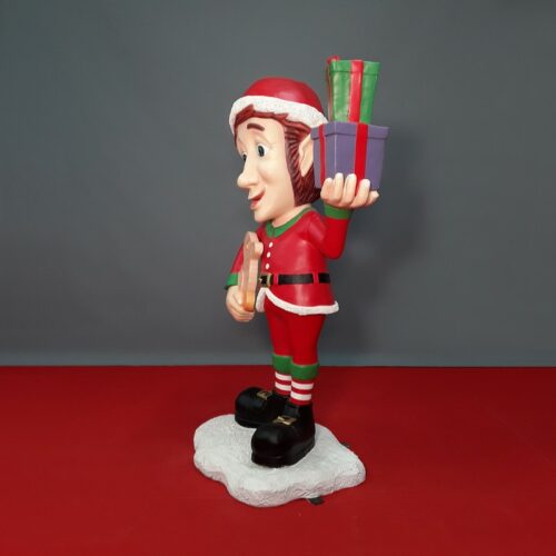 decorative Christmas elf statue with gifts nlcdeco
