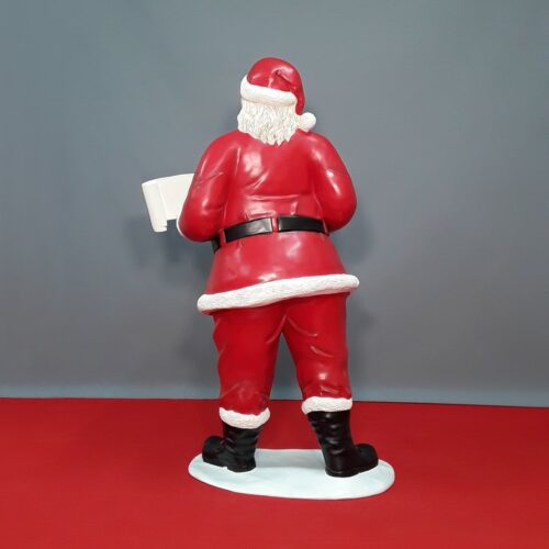 Santa Claus statue with a banner nlcdeco
