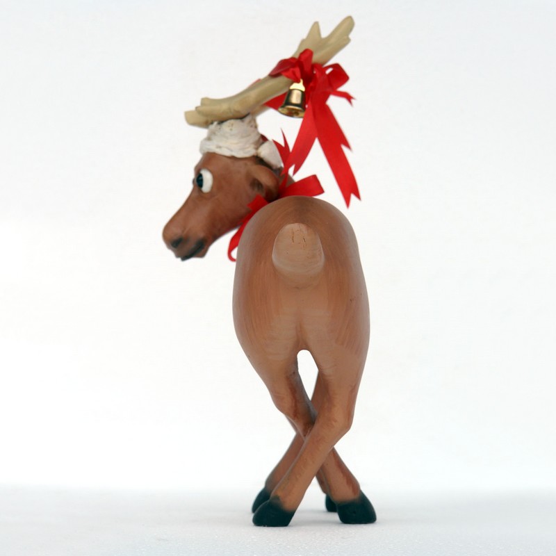 statuette décorative renne de noël rigolo nlcdeco
