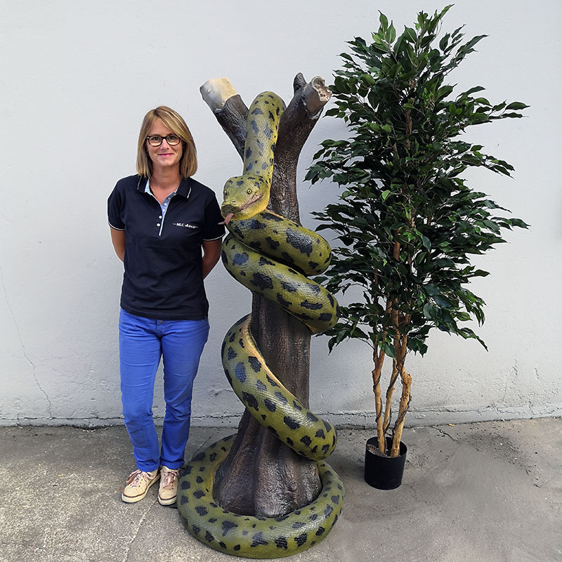 AEPR109 serpent anaconda sur tronc decoration animaux en resine jungle (2)