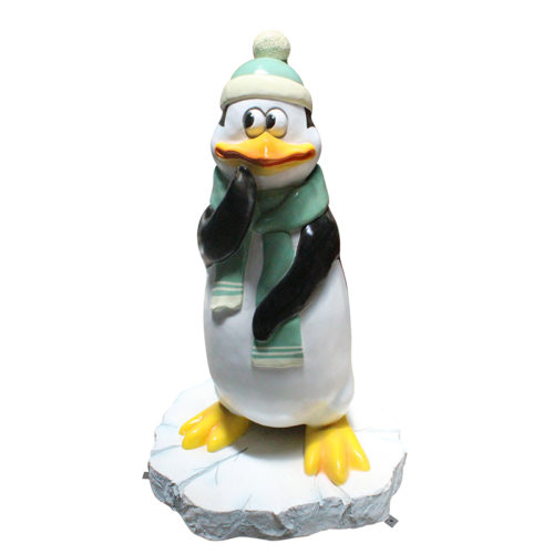 Pingouin penseur avec neige NLC DECO