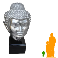 Tête de bouddha sur son socle aRGENT NLC DECO