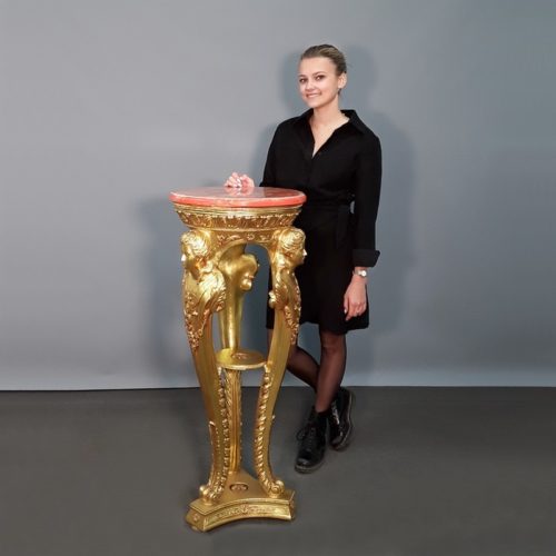Reproduction d'une colonne or avec un plateau en marbre nlcdeco