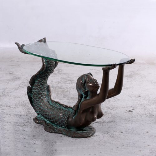 Table de verre sirène bronze nlcdeco