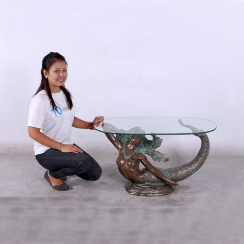 Table verre sirène bronze magasin d'ameublement nlcdeco