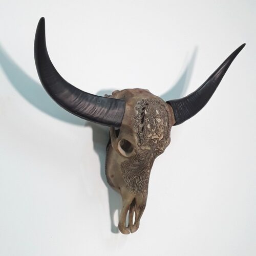 crâne de taureau sculpté décoratif nlcdeco