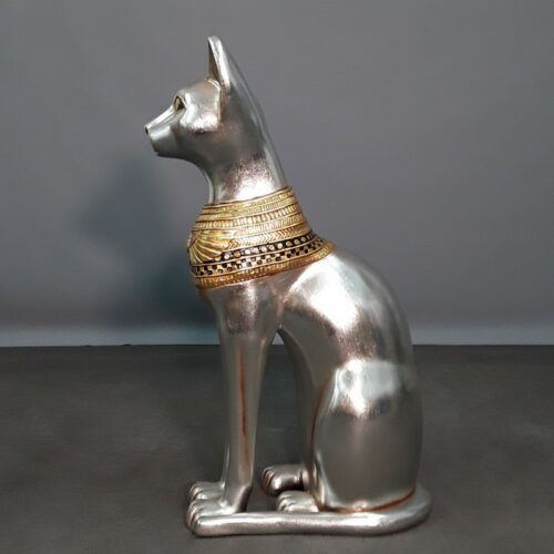 Statuette argentée chat égyptien nlcdeco
