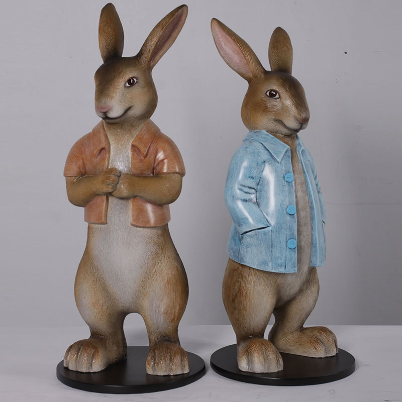 Couple de lapins avec veste 180199 nlcdéco NLC DECO lapin jardin paques