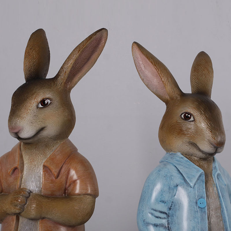 Couple de lapins avec veste 180199 nlcdéco NLC DECO lapin jardin paques
