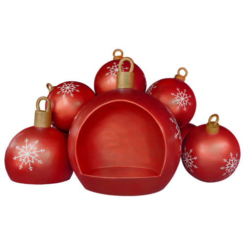 Christmas-ball-bench-red boule de neige chaise siege noel nlcdeco nlc décoration