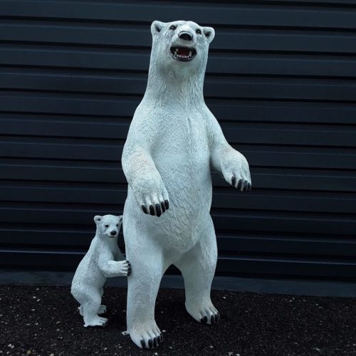 Ours-polaire-nlcdeco-décoration-en-résine-grand-froid-antarticque-avec-ourson-