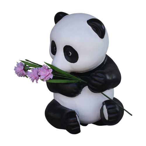 pand-with-flowers bebe panda asis avec une fleur nlc déco deco