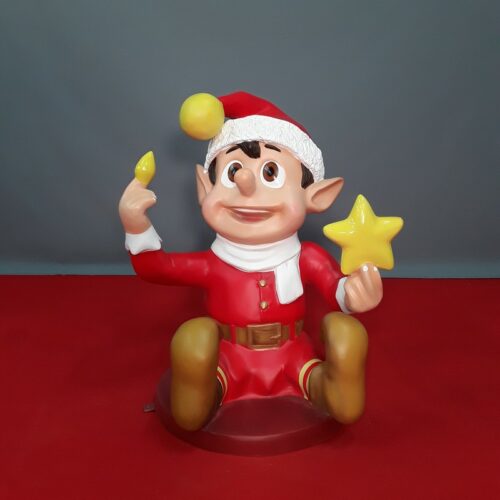 resin statue christmas elf costume red nlcdeco