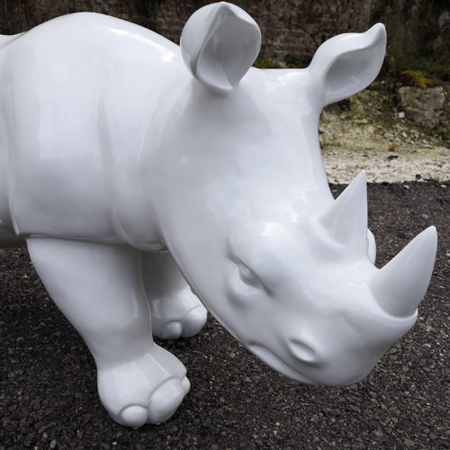 Rhinocéros MM Blanc animaux en résine nlcdeco décoration personnage