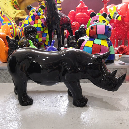 Rhinocéros médium Noir nlcdeco animaux en résine et décor