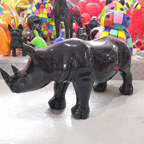 Rhinocéros médium Noir nlcdeco animaux en résine et décor