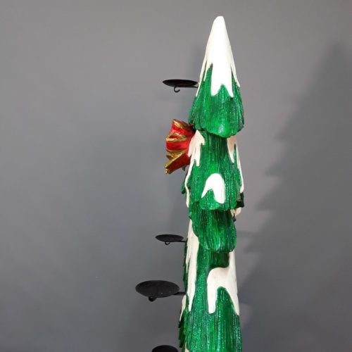 Sapin enneigé avec porte bougies décoration évènements de noël nlcdeco