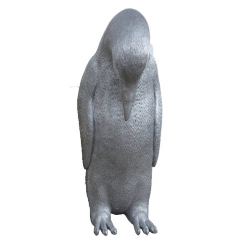 pingouin en résine peint en argent nlcdeco