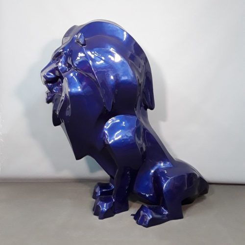 Lion assis bleu nlcdeco