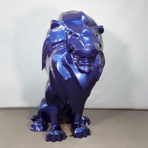 Lion assis design bleu roi nlcdeco