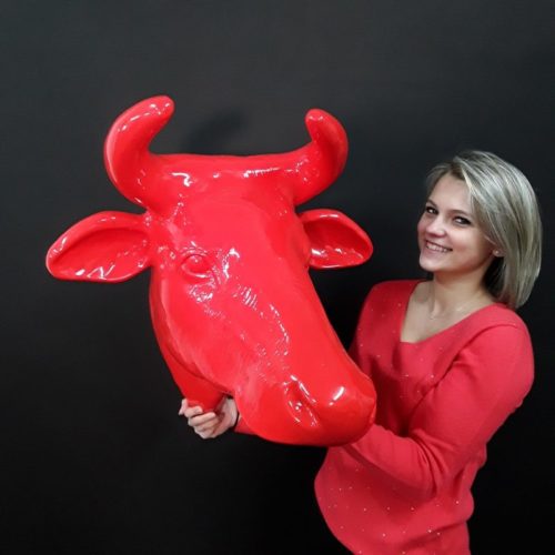 Trophée de vache rouge décor design nlcdeco