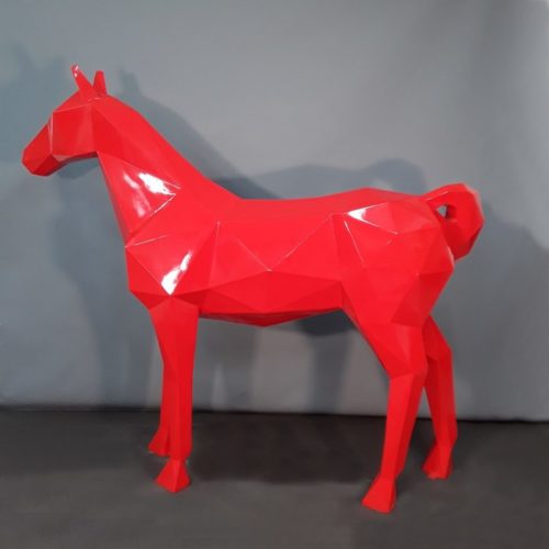 Cheval origami rouge décoration design nlcdeco