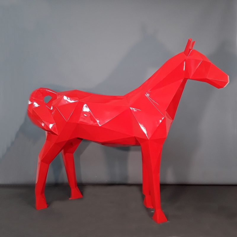 Cheval origami rouge nouvel art moderne nlcdeco