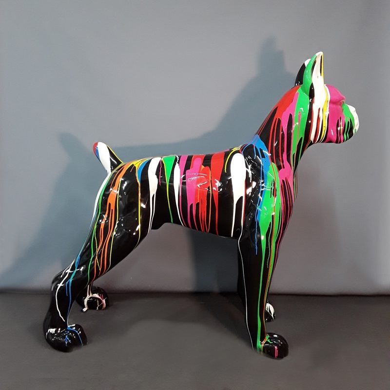 Sculpture chien Boxer noir trash design nlcdeco