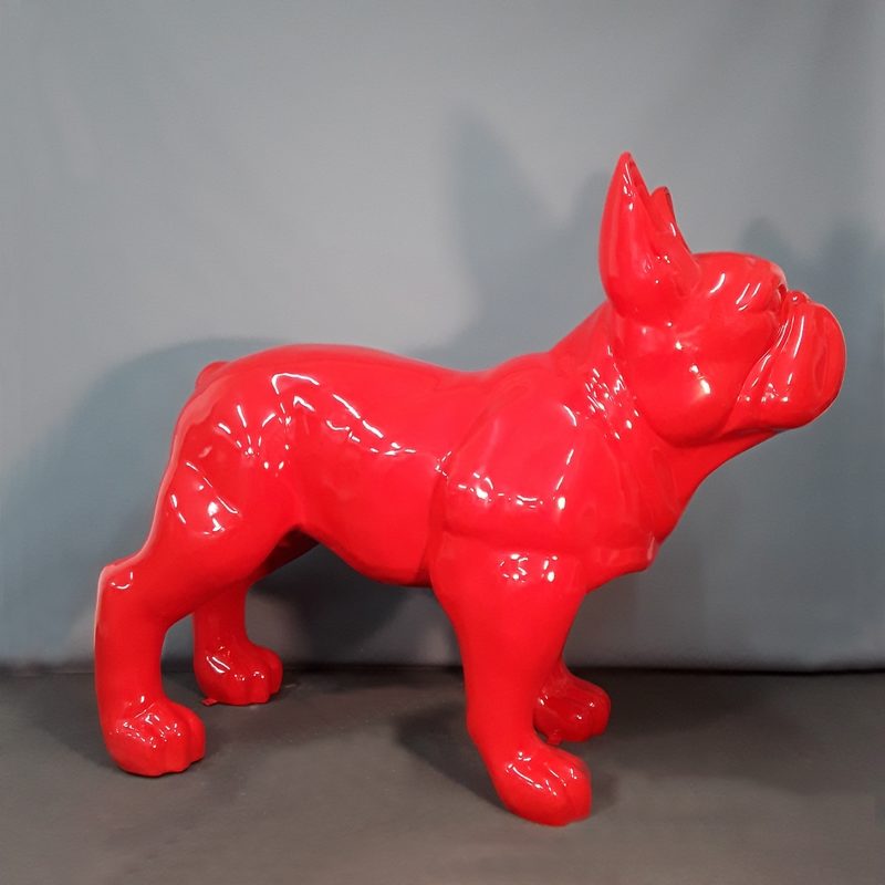statue résine chien design rouge nlcdeco