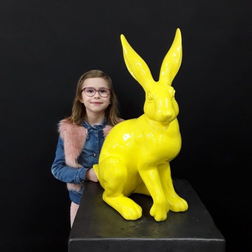Statue grand lapin jaune nlcdeco