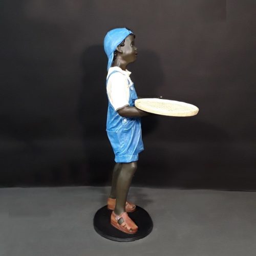 Statue serveur salopette bleue nlcdeco