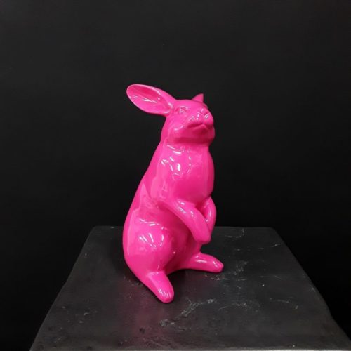 Statuette lapin rose debout nlcdeco