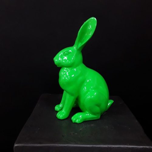 Statuette résine lapin vert assis nlcdeco